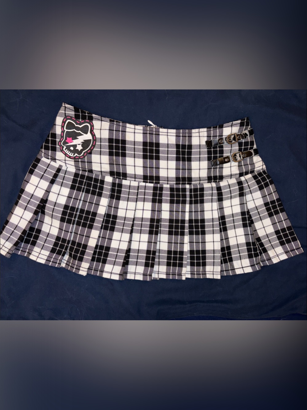 Abbey Dawn Black and White Plaid Pleated Mini Skirt